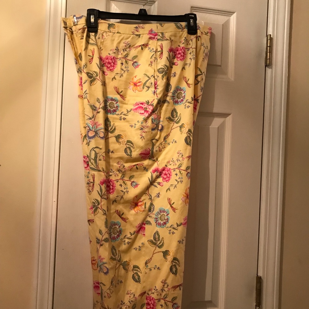 Talbots Flowered Yellow Pants - image 1